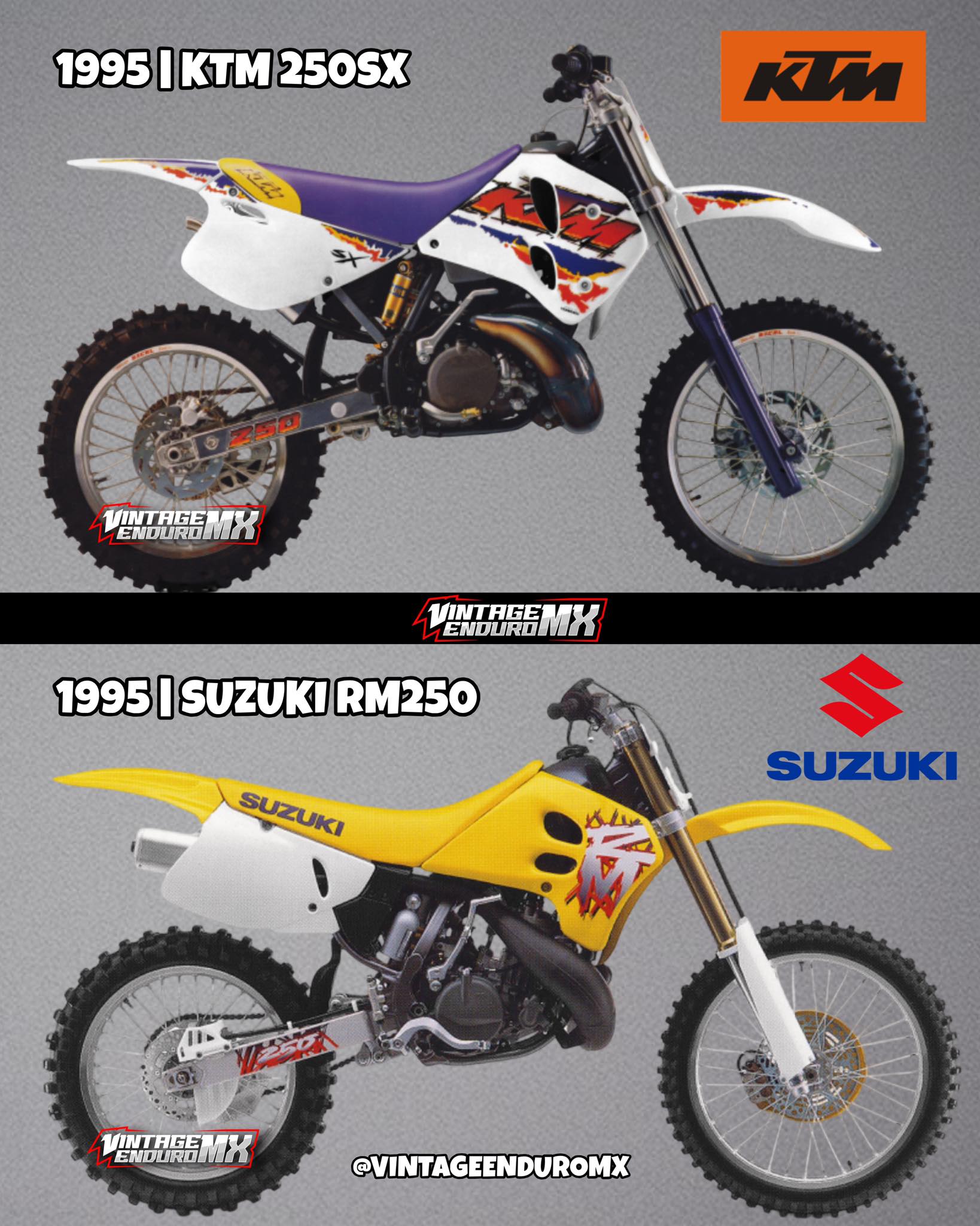 The 1995 KTM 250SX and 1995 Suzuki RM250 were both considered 