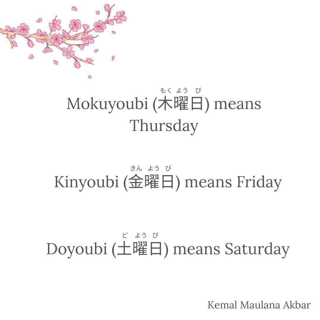 Japanese day names and meanings