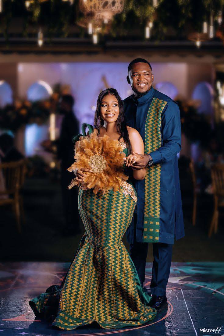 Kente wedding outfits for couples and women