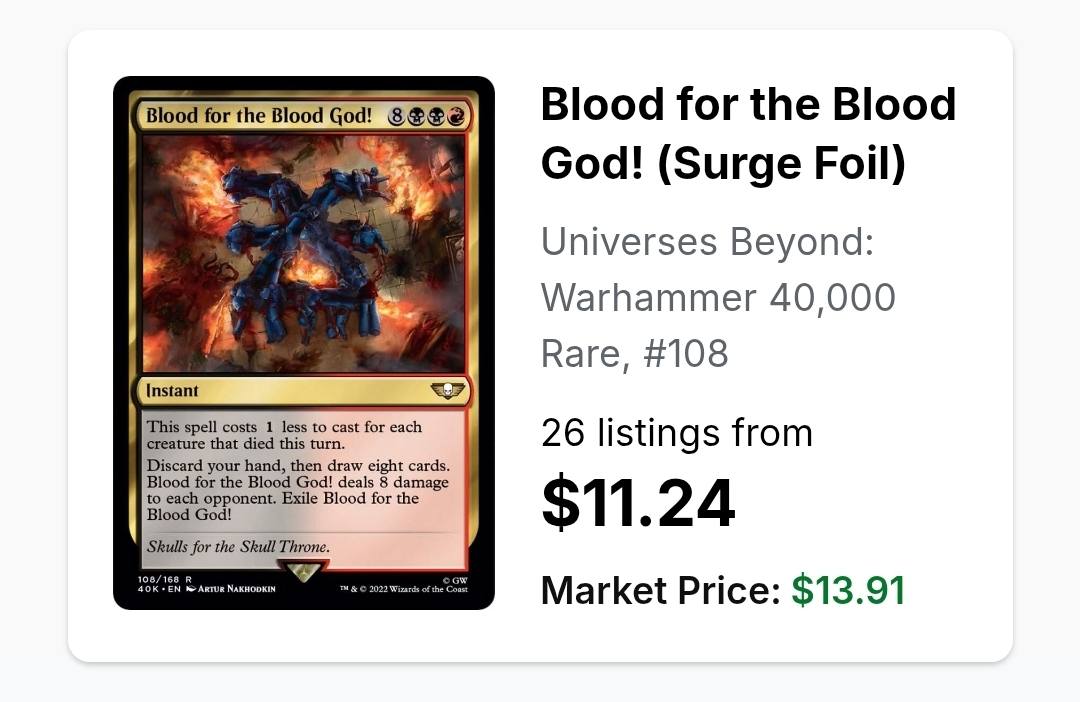blood for the blood god mtg card God! [108] [Universes Beyond: Warhammer 40,000] [Surge Foil]  Face to Face Games Purphoros isnt a creature Warhammer 40k singles market prices