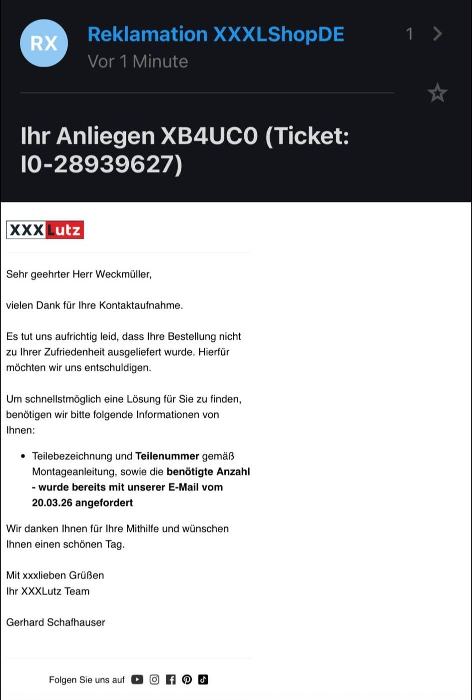 geschädigte Kunden von XXXLutz