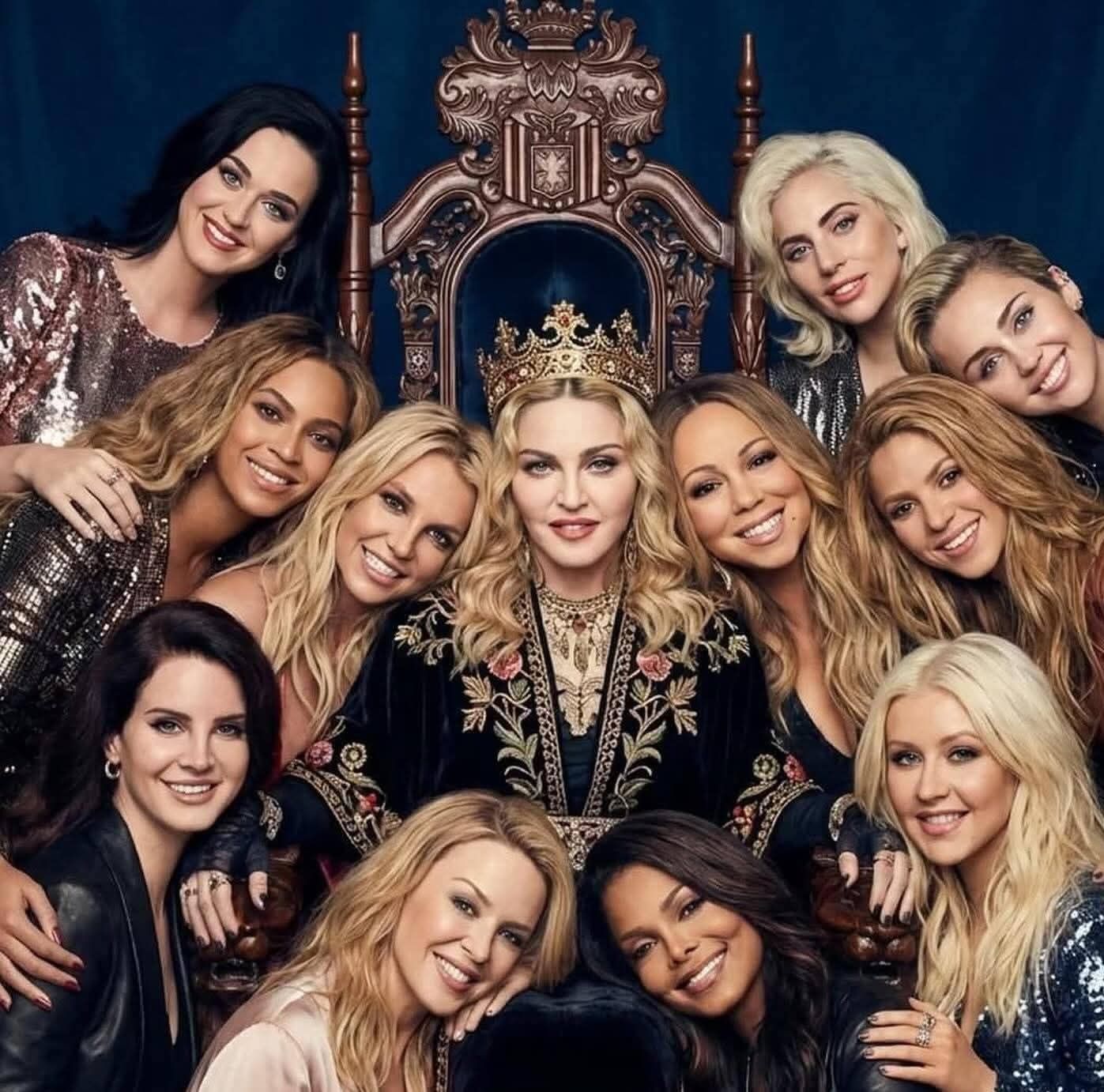 La reina Madonna, Britney Spears, Mariah Carey, Kylie Minogue 
