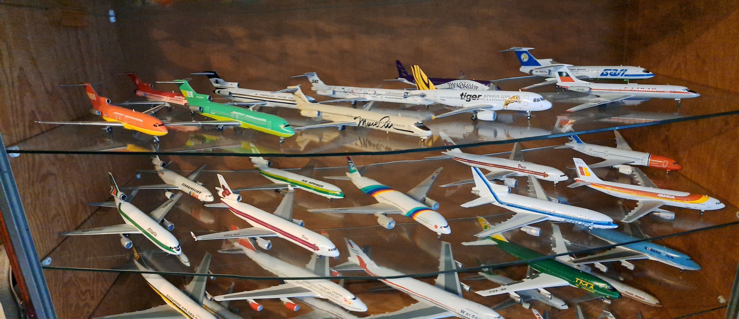Hand-carved 1/144 scale model aircraft collection