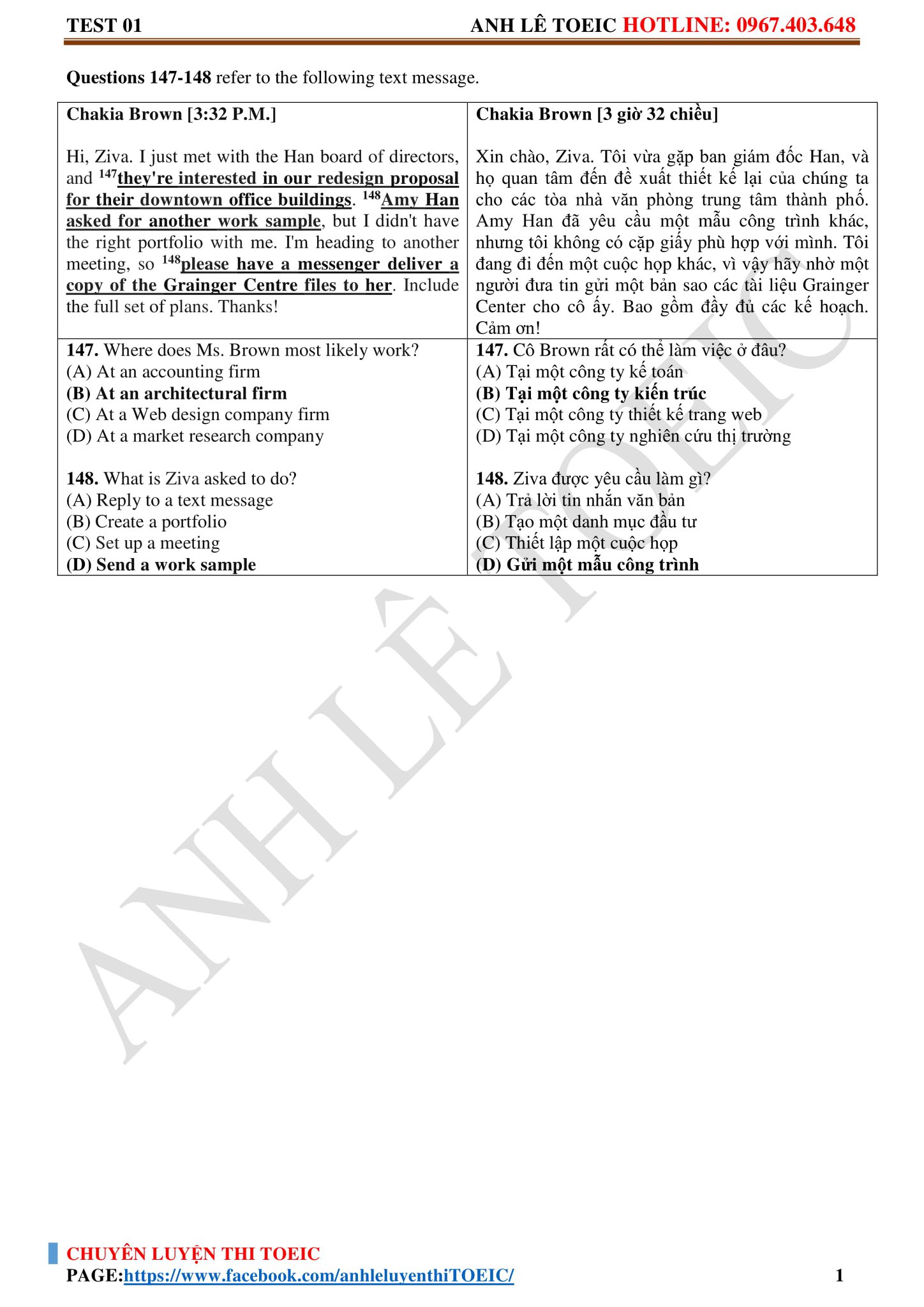 Anh Lê TOEIC - BỘ GIẢI CHI TIẾT PART 7 - ETS 2019 --- lưu... | Facebook