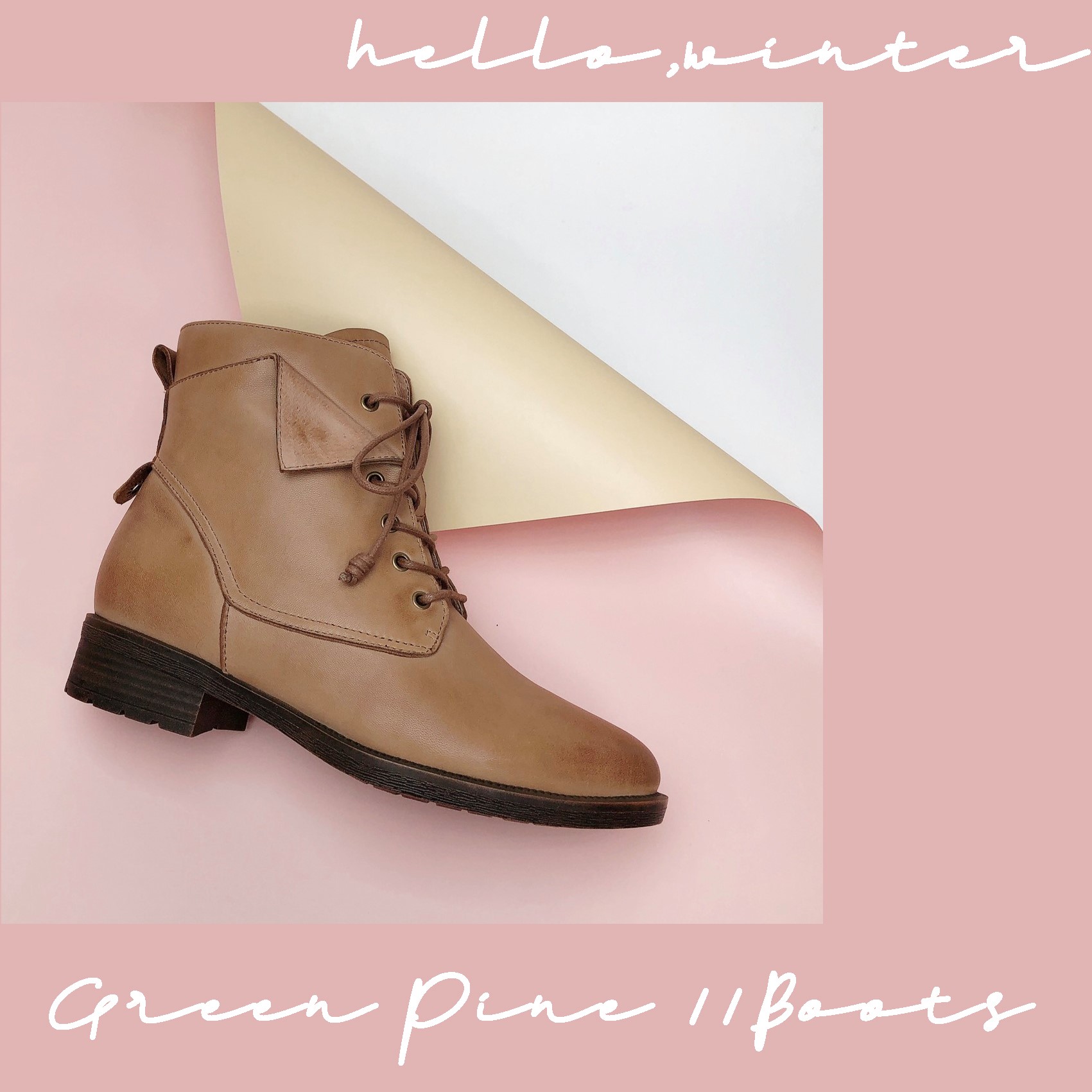 Green Pine Shoes Green Pine 冬季推薦折耳設計簡約不失造型柔軟的真皮羊皮靴舒適感加分內側拉練穿脫更方便 貼心小提醒 天雨路滑易造成打滑情況無塗料的天然皮革遇水容易造成皮面傷害請依天候及環境穿著合適的鞋款才是保護自己和鞋子的最好辦法喔