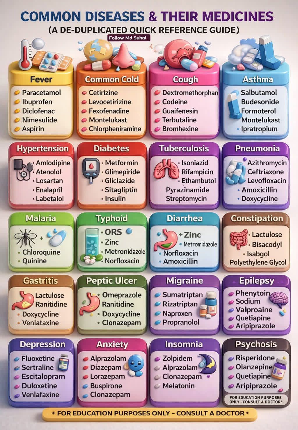 Quick guide to common diseases and their first-line treatments