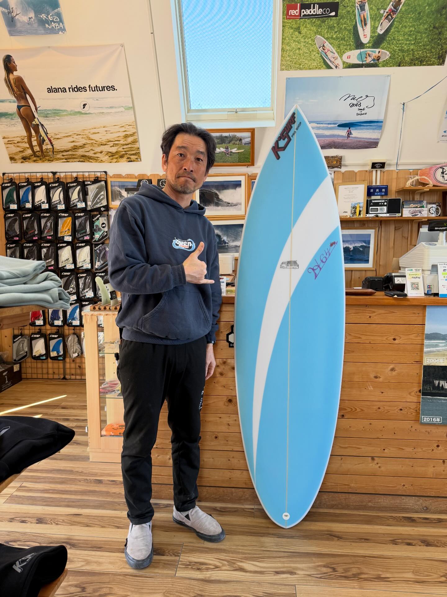 ksurf #h64surfboards #浪板海岸 頭以上からの使用ボード 支部長スペシャル