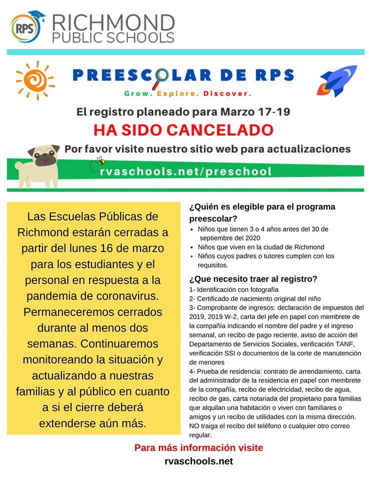 RPS en Español - Las inscripciones the Pre-K están canceladas!!! | Facebook
