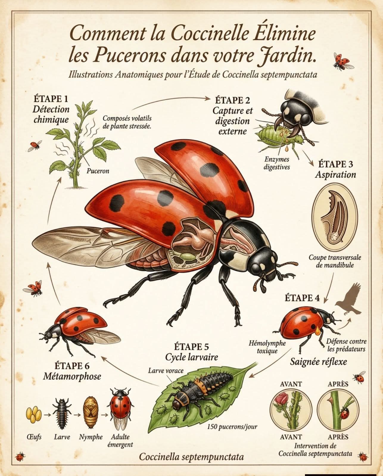 20 Coccinelles à 7 Points Adultes Anti Pucerons - Traitement Naturel Potager Rosiers