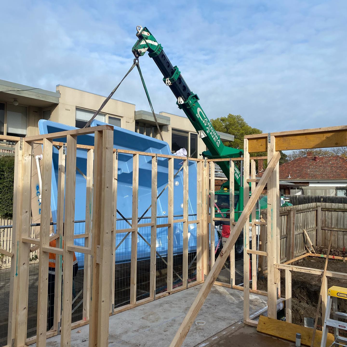 SEMMbuild - Pool installed and frames going up at our... | Facebook