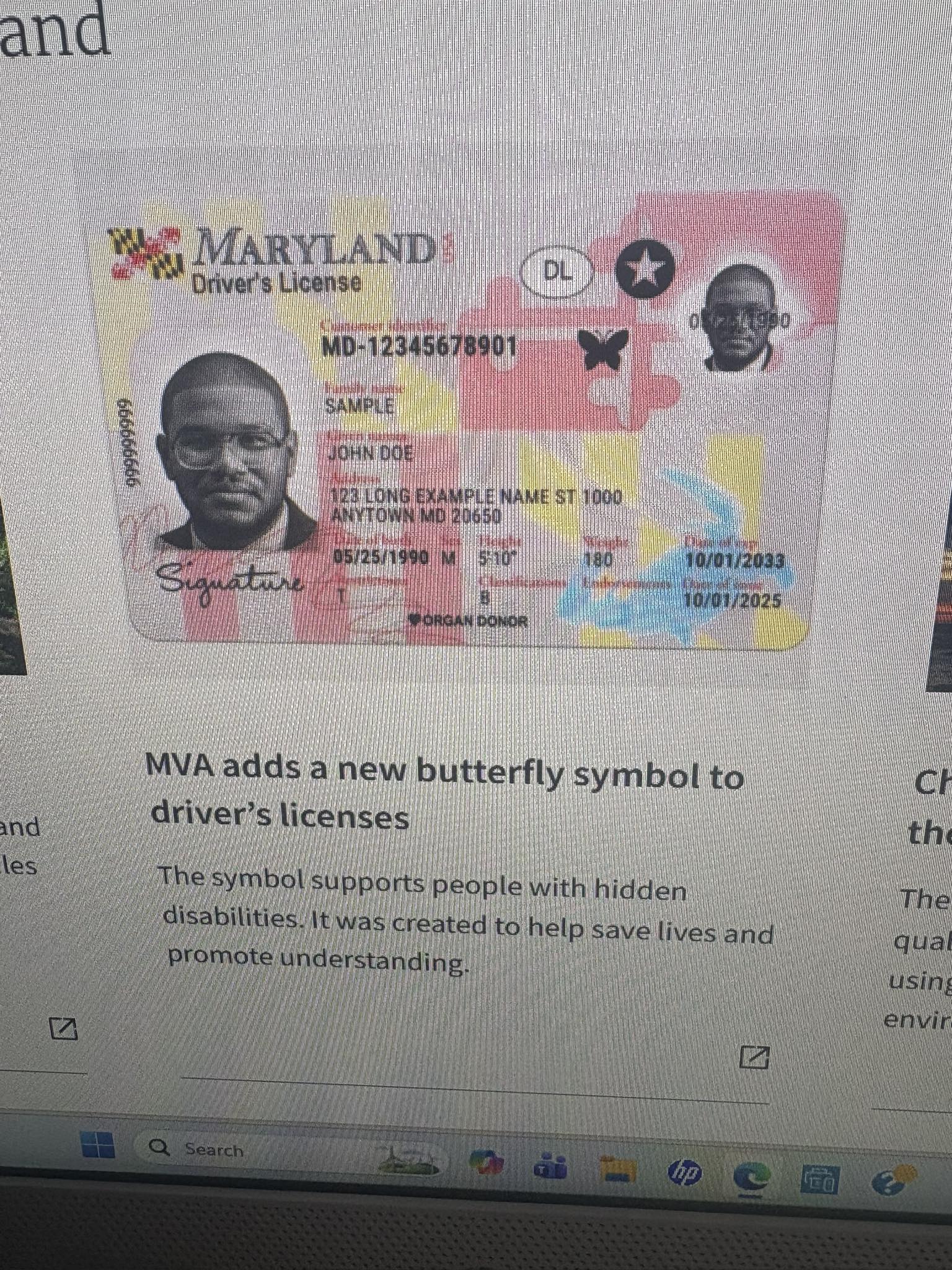 Maryland introduces hidden disability symbol on driver's licenses