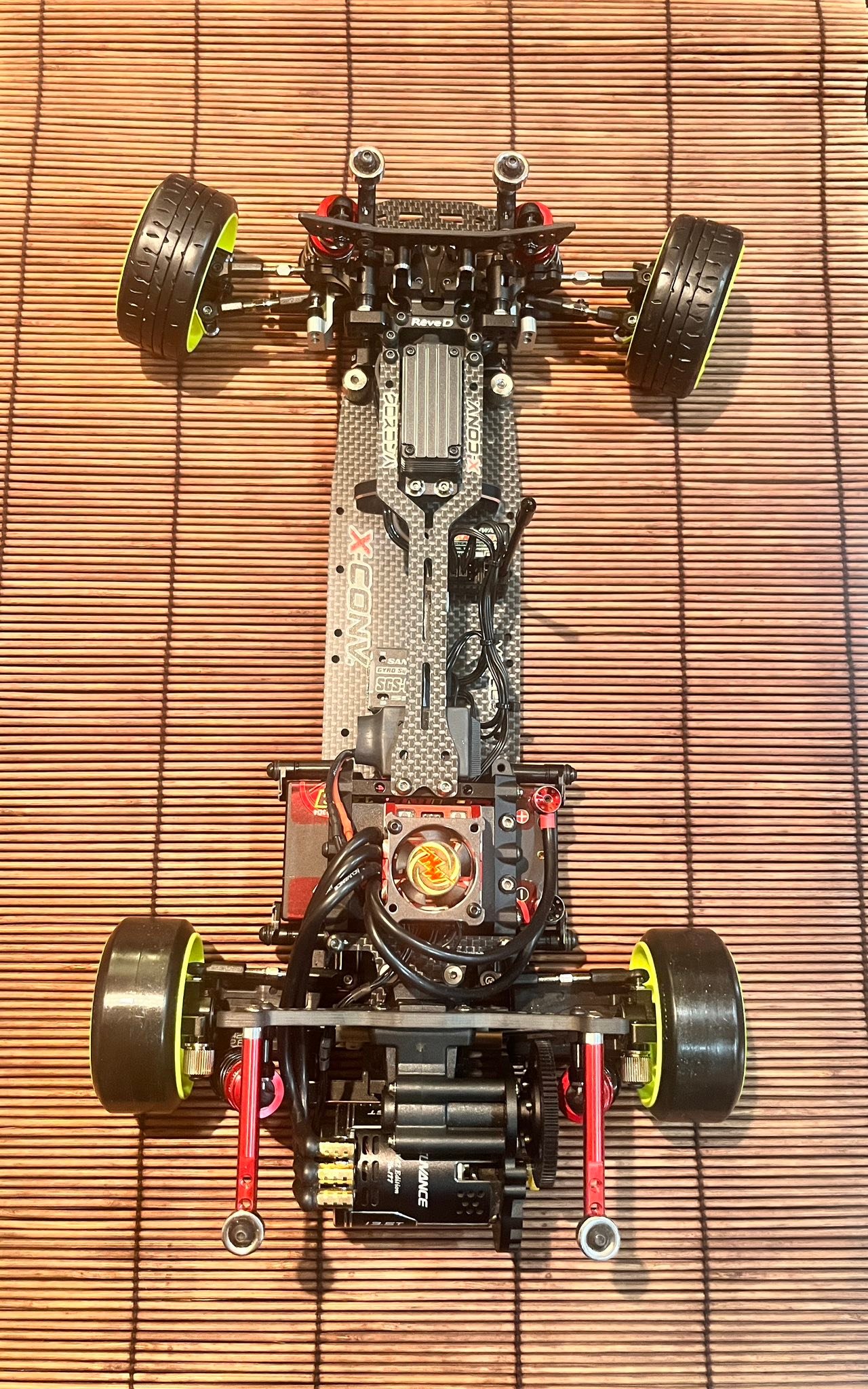 My WUN, X-con, RDX build. Yokomo trans and Reve D HG slide rack