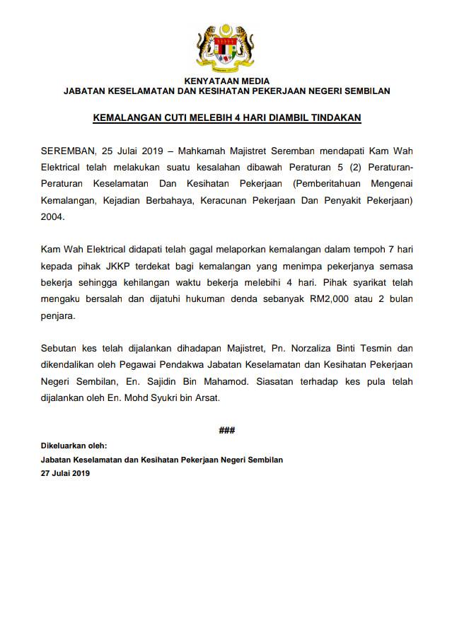 Kes Kemalangan Di Musim Perayaan