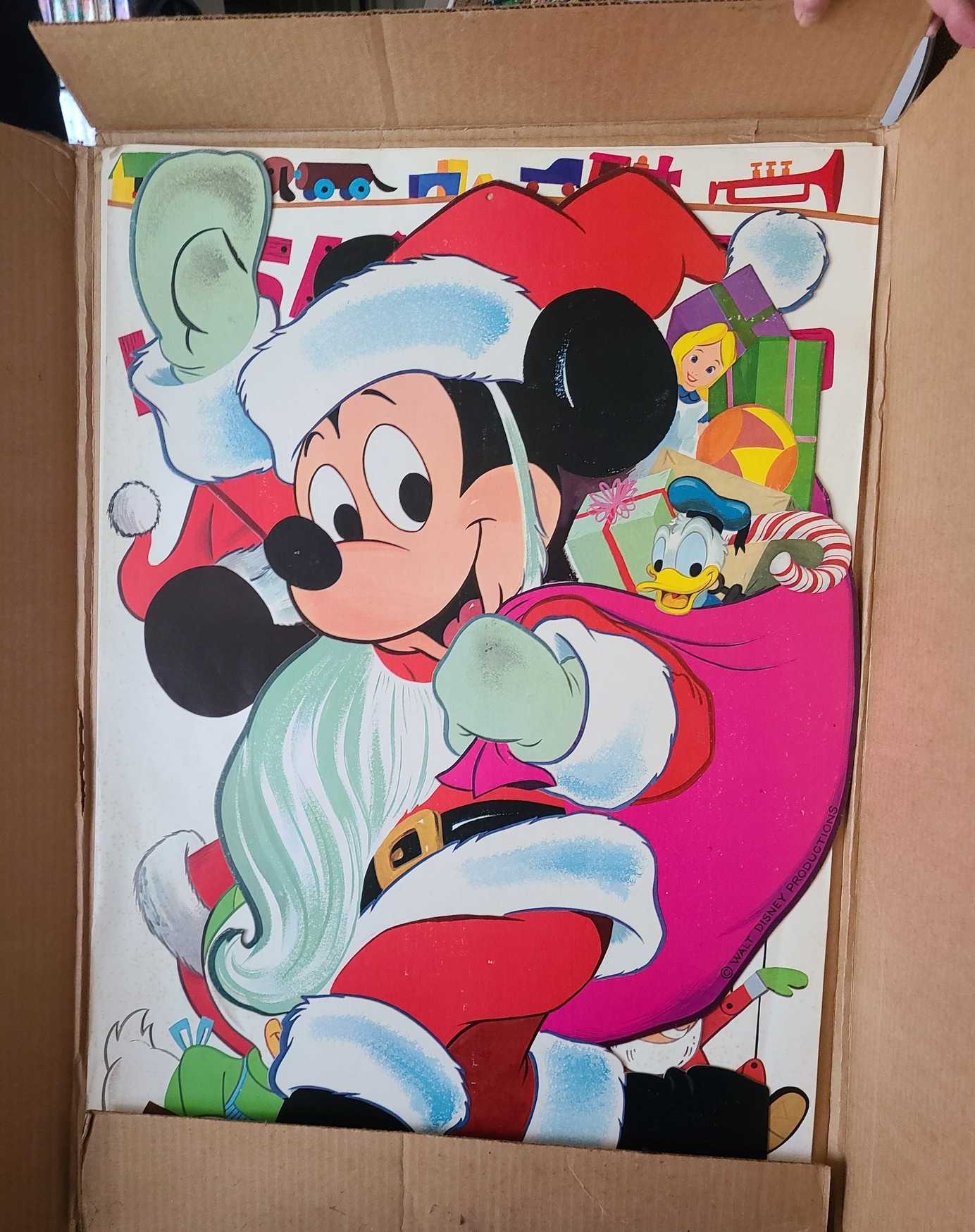 Vintage Disney Santa print with Mickey and Minnie