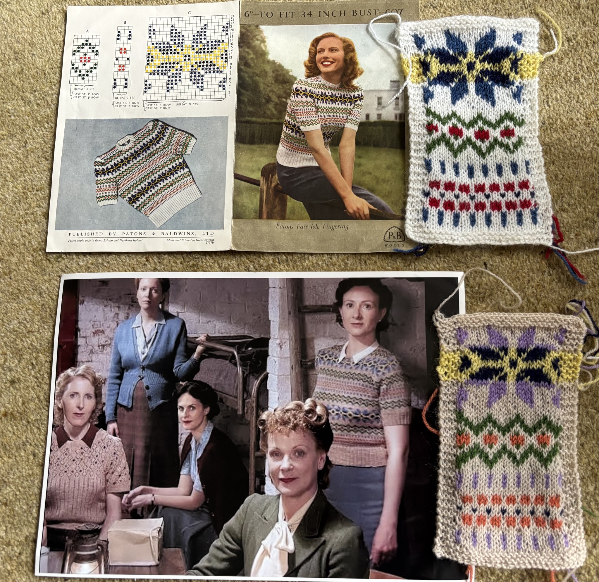 Raglan Sleeve Vintage Fair Isle Sweater $12.49 with clipped https 