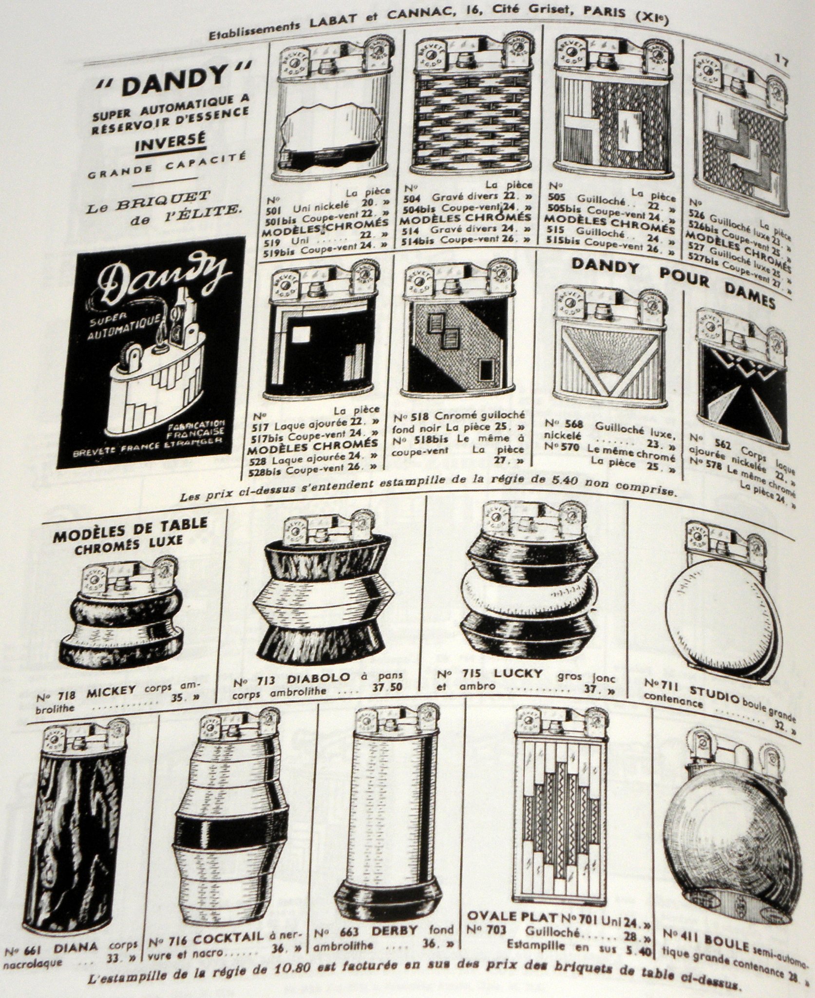 French Art Deco Dandy table lighters from 1930s