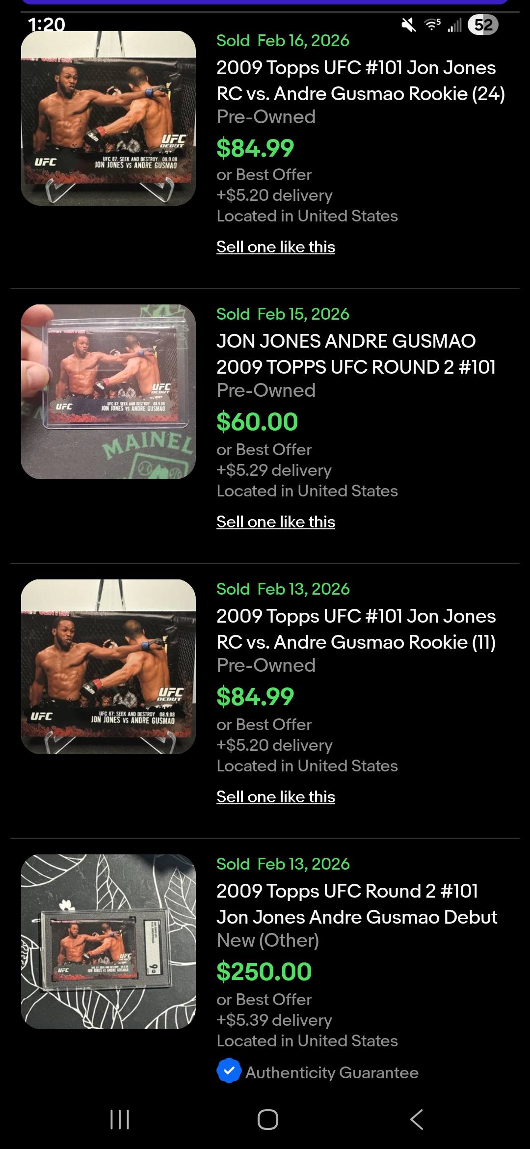 Carte Sportive Auto-graphiée Jon "Bones" Jones - Topps UFC 2009 Rookie - Certifiée PSA/DNA