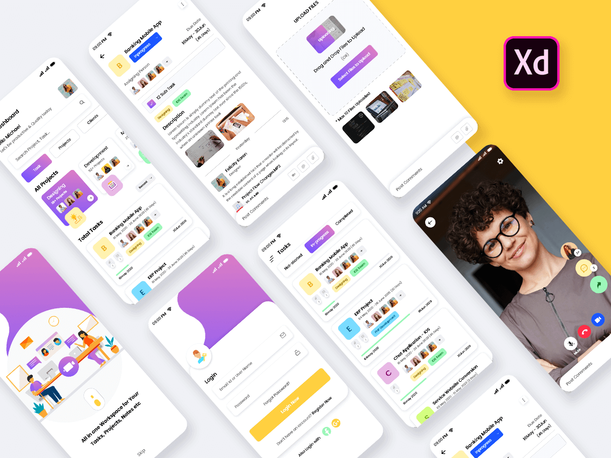 Uplabs - Task and Project Management Mobile App UI Kit by... | Facebook