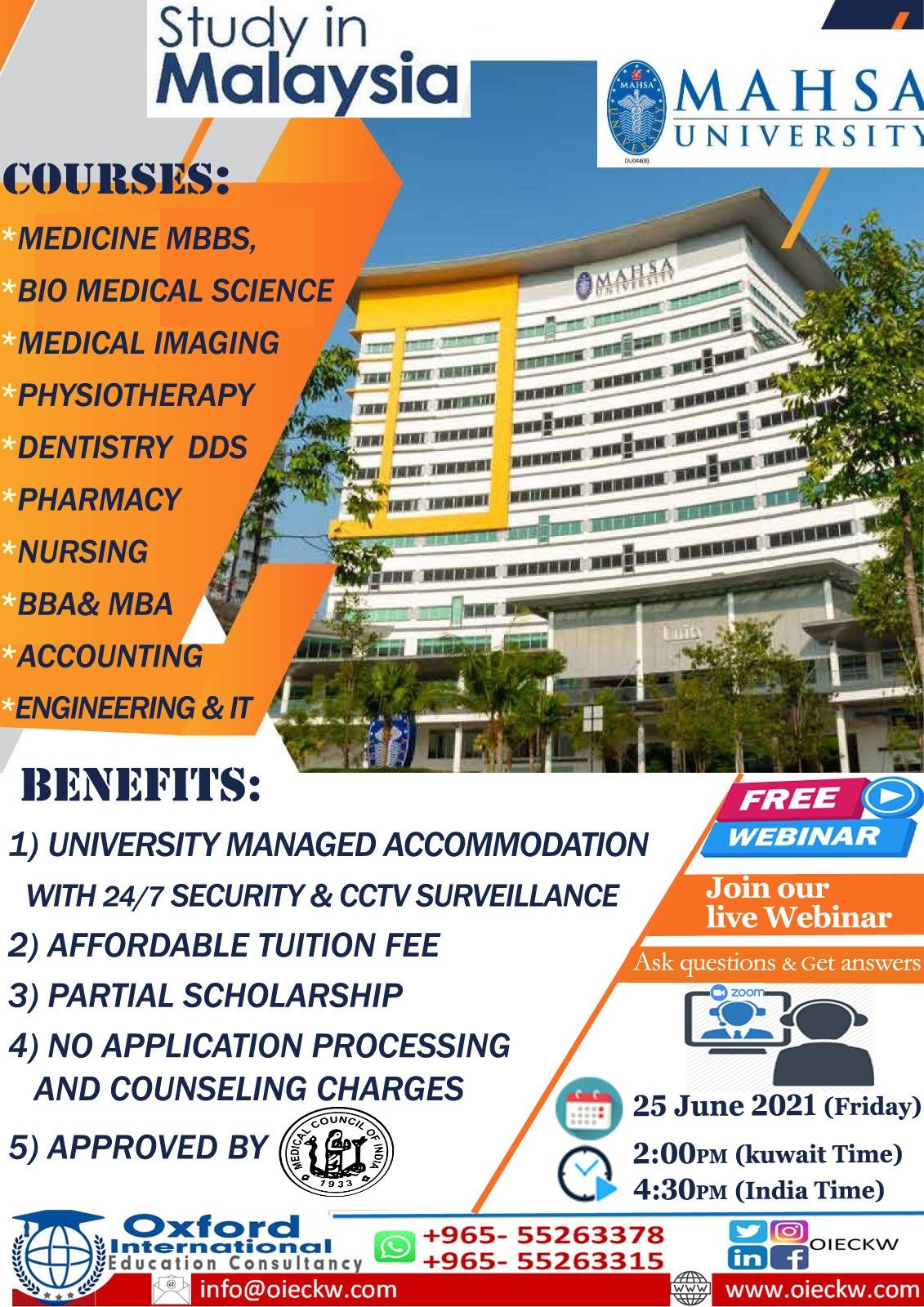 Oxford International Education Consultancy Kuwait Study In Malaysia Mbbs Bachelor Of Medicine Bachelor Of Surgery Duration Of Study 5 Years Mci Approved Degree Affordable Tuition