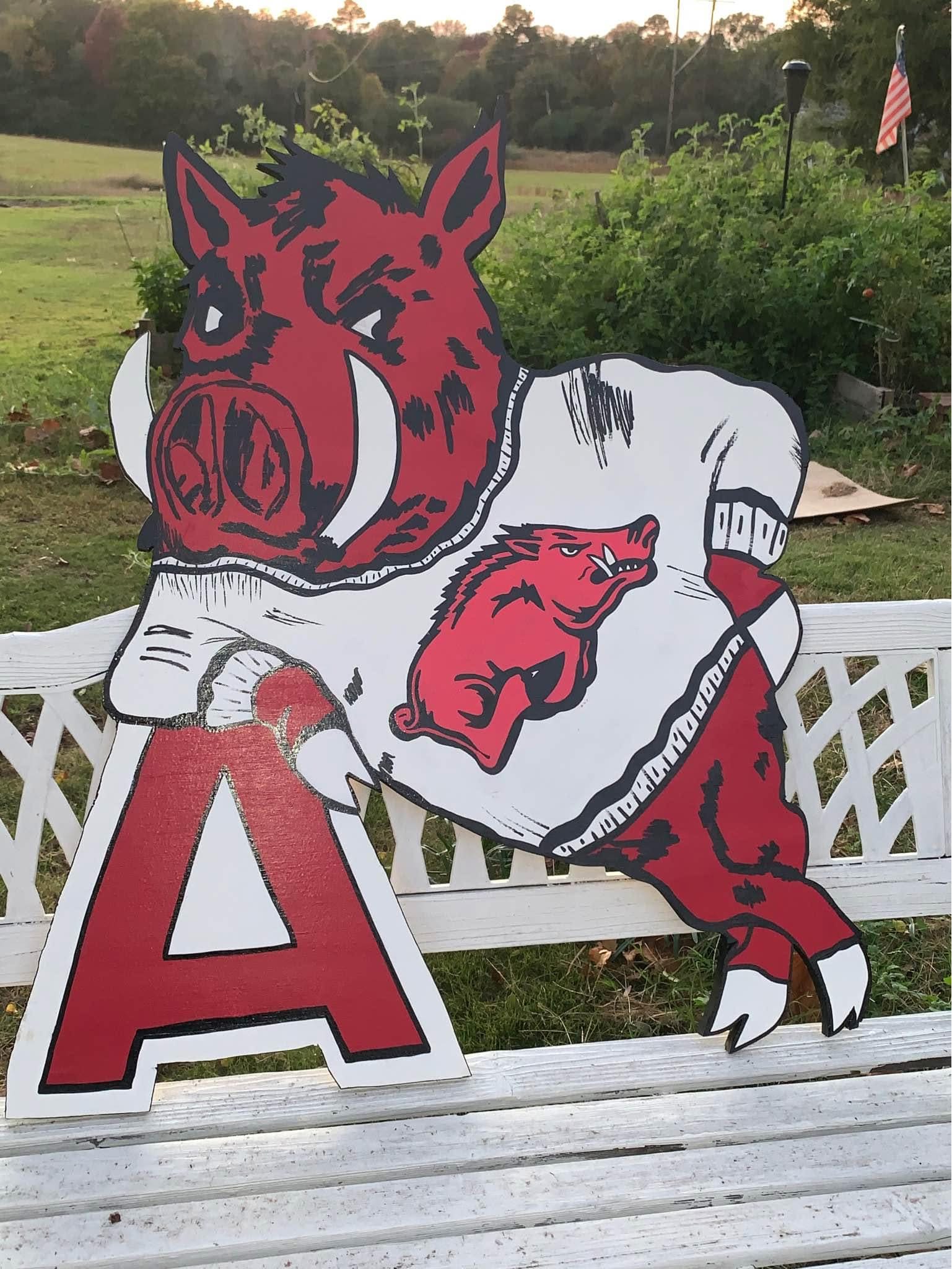 “A”Hog with Running Razorback sweater Wood Cutout Painting. Loo ...