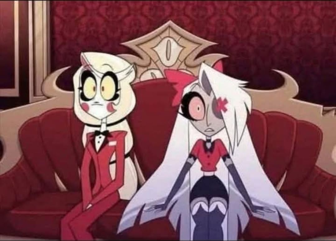 Charlie and Vaggie are shocked by the last image you saved. | Facebook