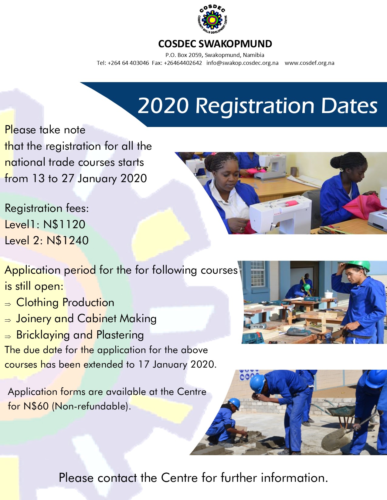 Cosdec Swakopmund - 2020 REGISTRATION DATES: Please take note that the ...