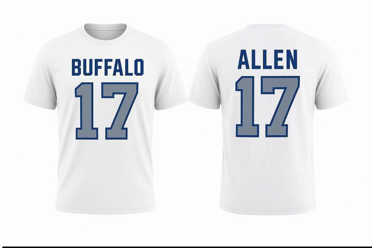 Bright blue tee with Buffalo Football graphic. MIWVON brand, 100  display picture 1