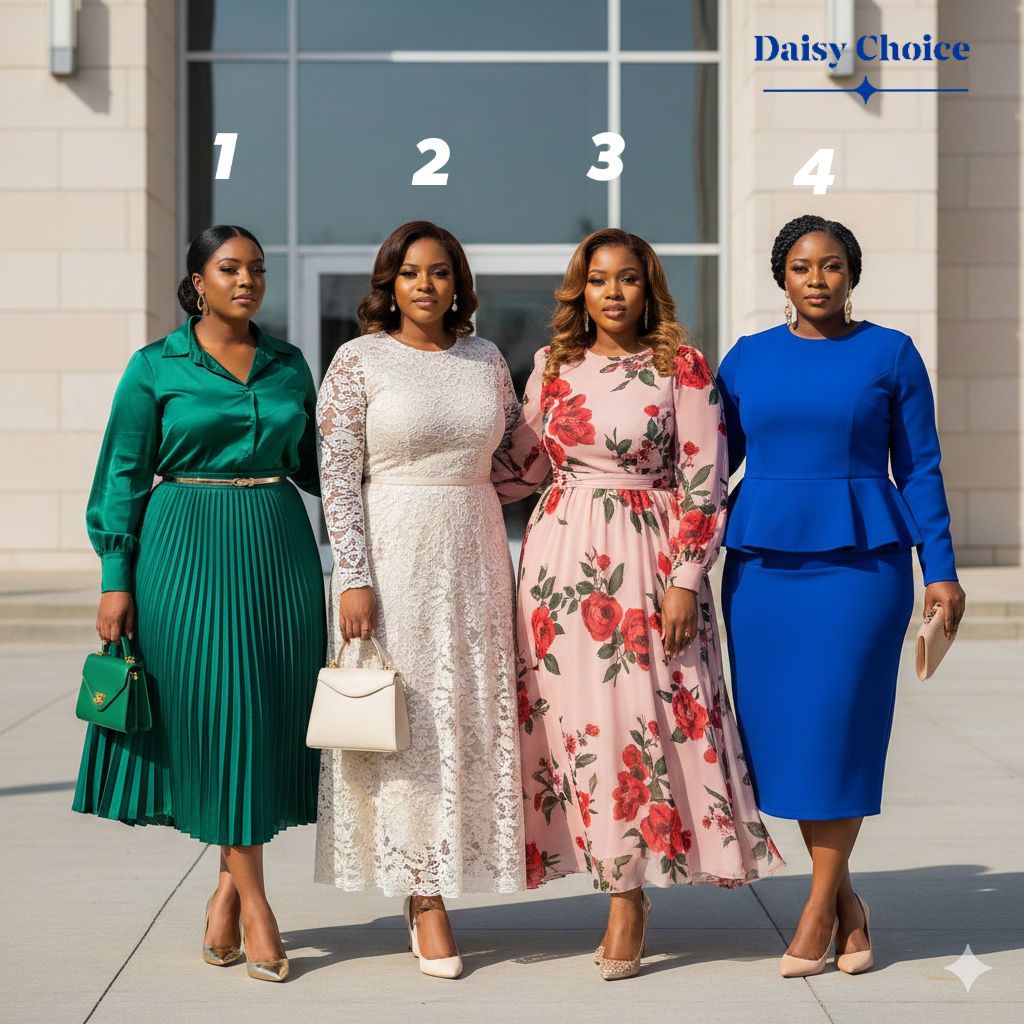 blue sunday dress code church outfit with theme Formal