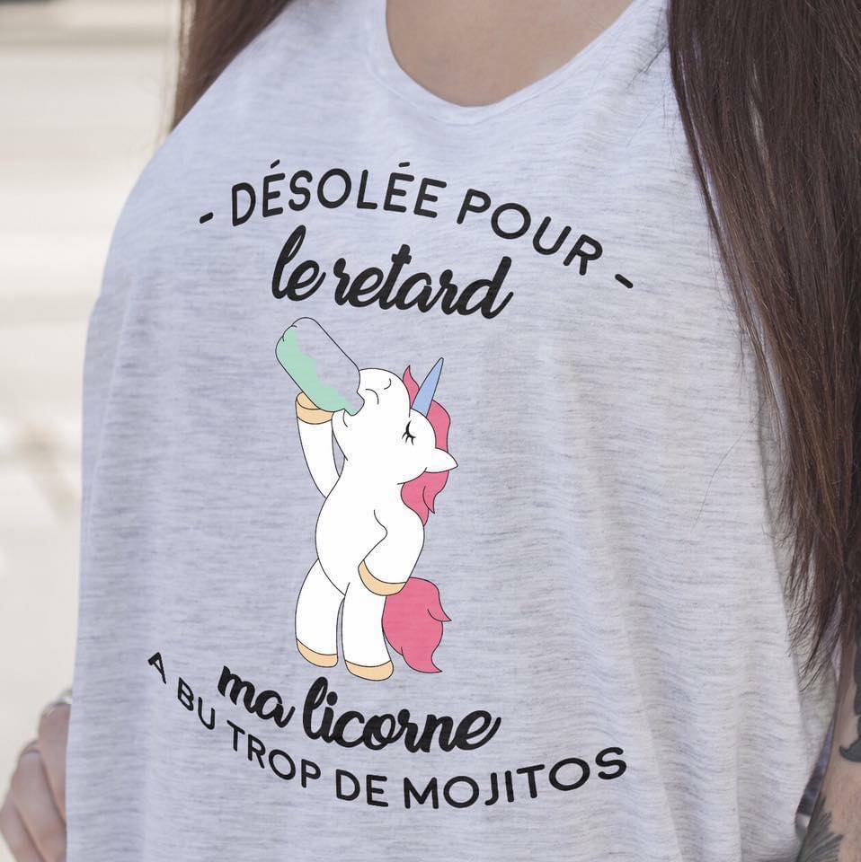 T-Shirt Je Suis Une Licornasse Humour Drôle - 50% Licornasse 50% Licorne 50% Connasse - Cadeau Original