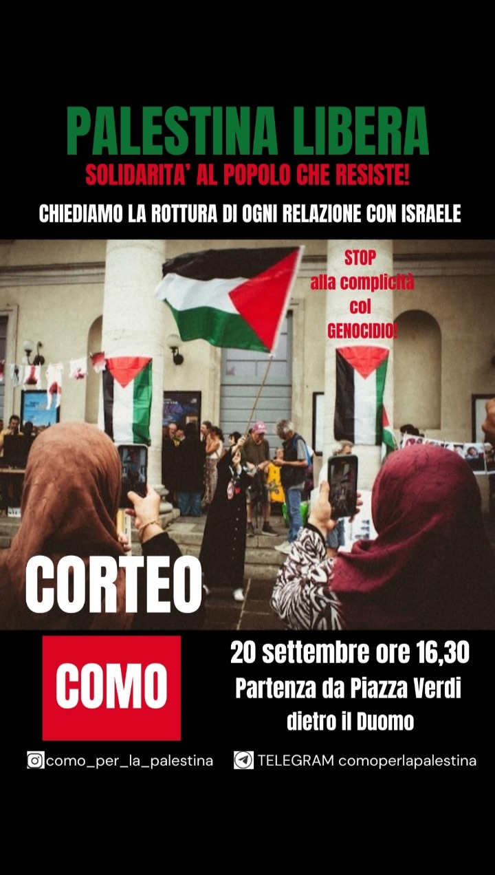 Corteo a Como per la Palestina
