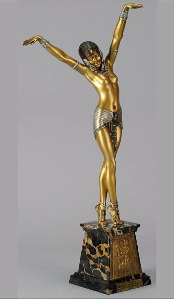 Demetre Chiparus' Egyptian Dancer sculpture in Art Deco style