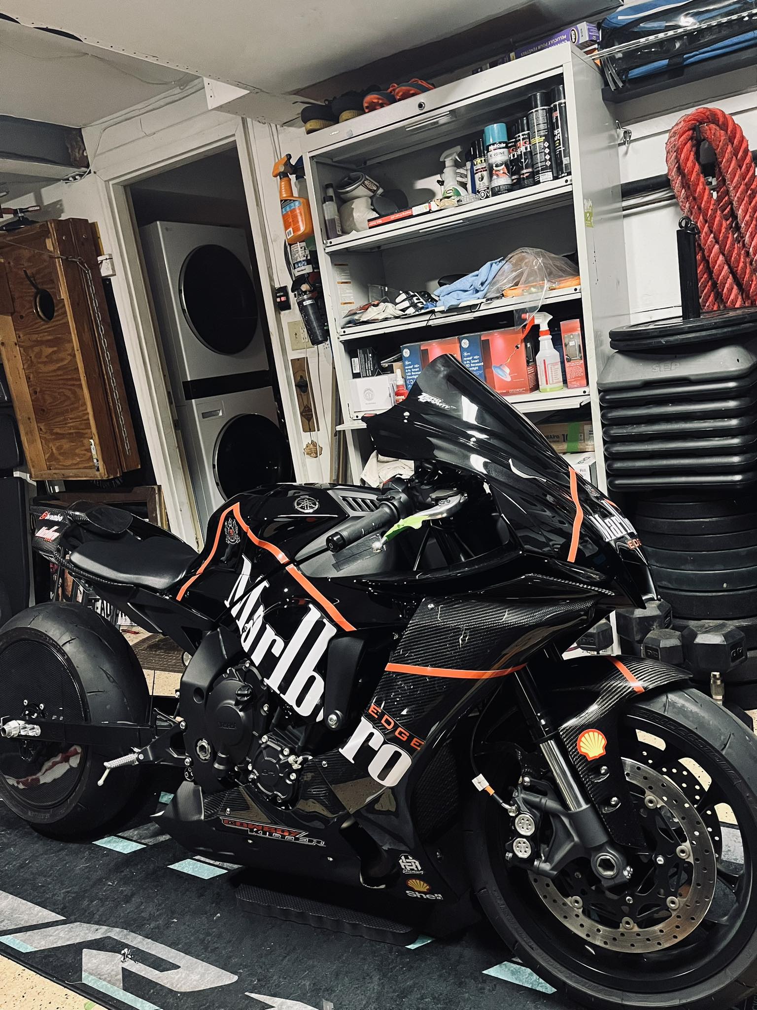 Beautiful Yamaha R1 motorcycle with custom exhaust