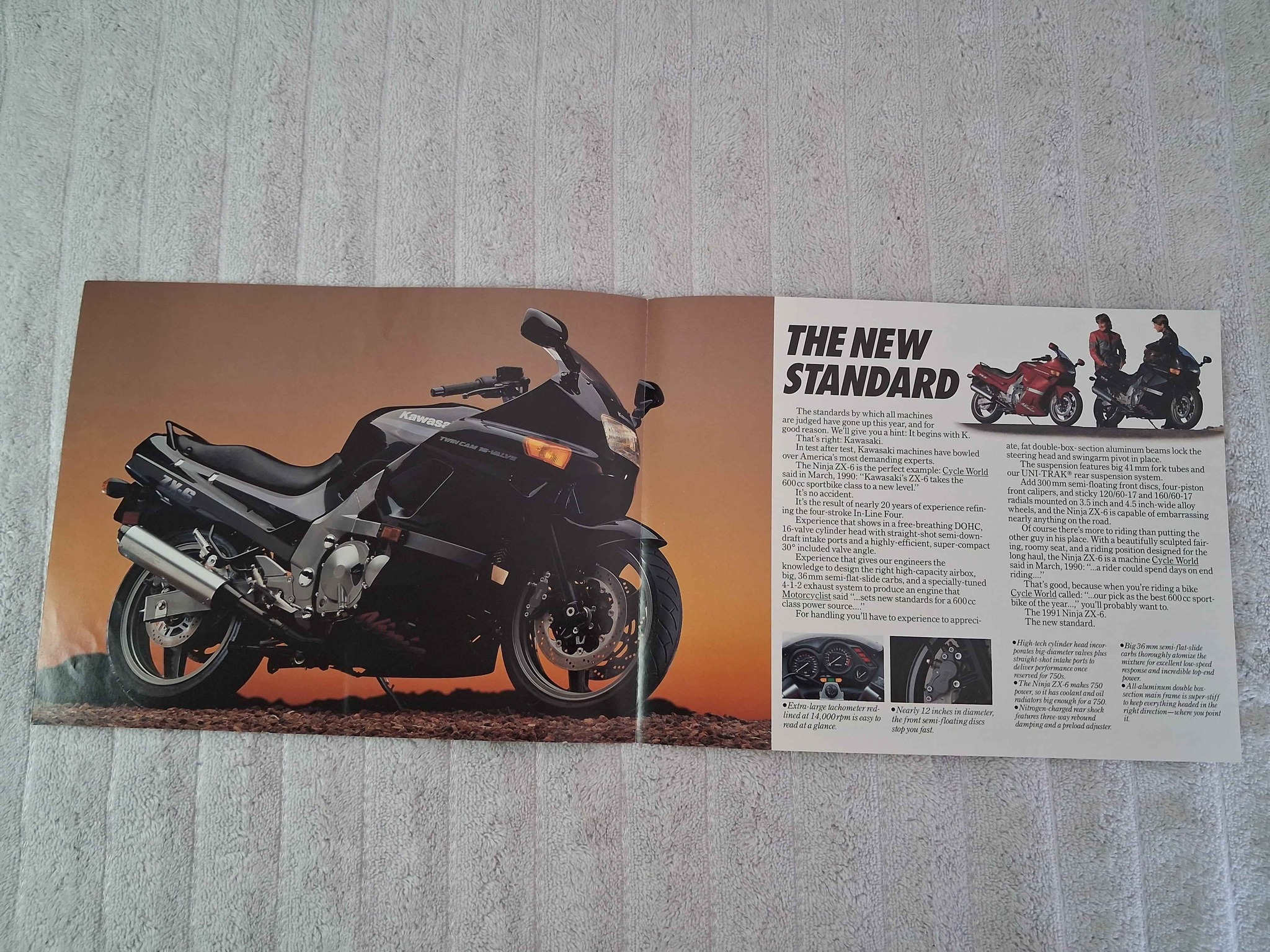 VINTAGE 1990 KAWASAKI NINJA ZX-6 FACTORY SALES FLYER NEW OLD STOCK