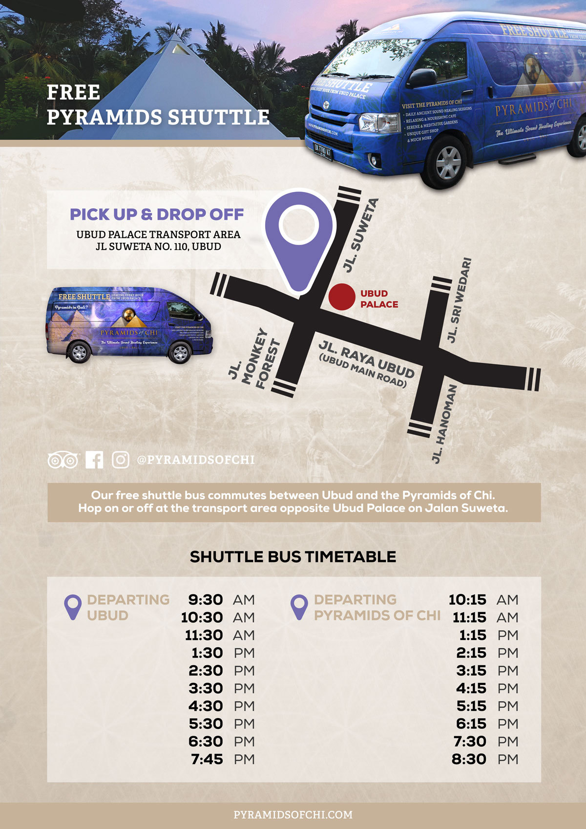 Updated shuttle schedule! Our... - Pyramids of Chi, Bali | Facebook
