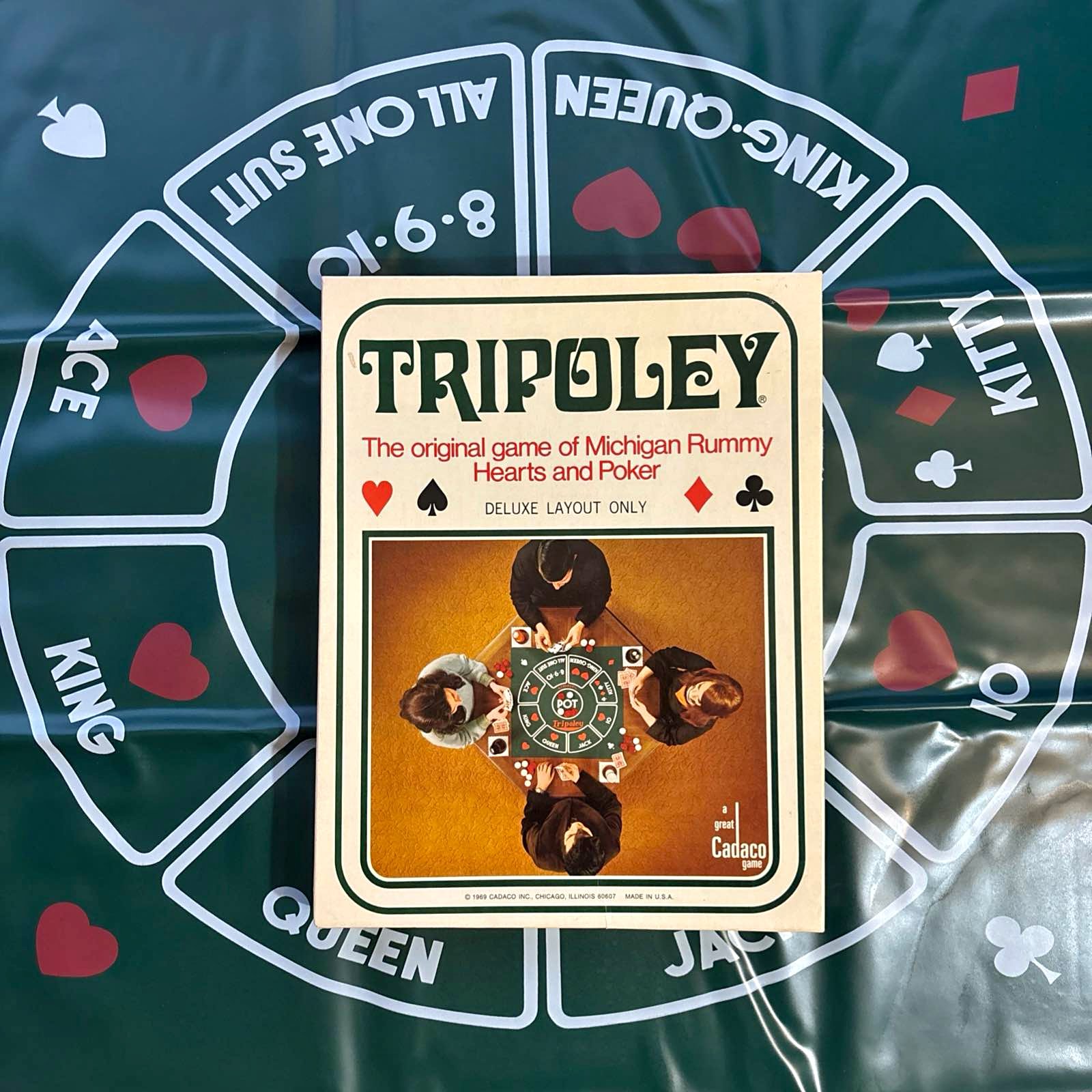 Tripoley Deluxe Layout Board Game Vinyl Mat Michigan Rummy Cadaco ...