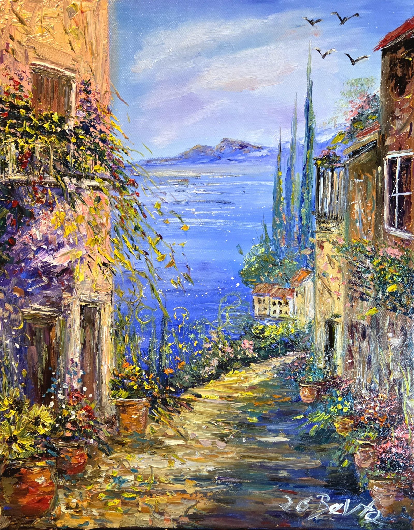 Tuscany village oil painting on canvas