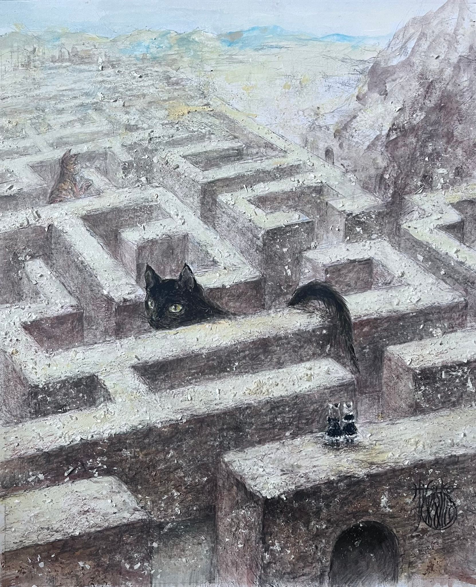 砂漠の迷宮 ー猫のいるー バビロンの砂漠の迷宮の遺跡からのイメージ 