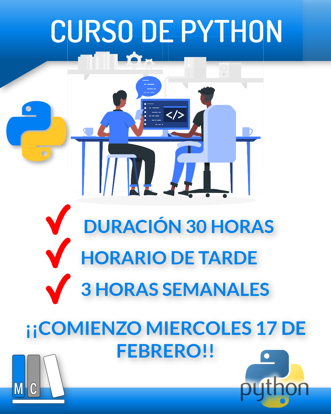 👨‍💻👨‍💻CURSO PYTHON👨‍💻👨‍💻 El... - Clases Particulares MC