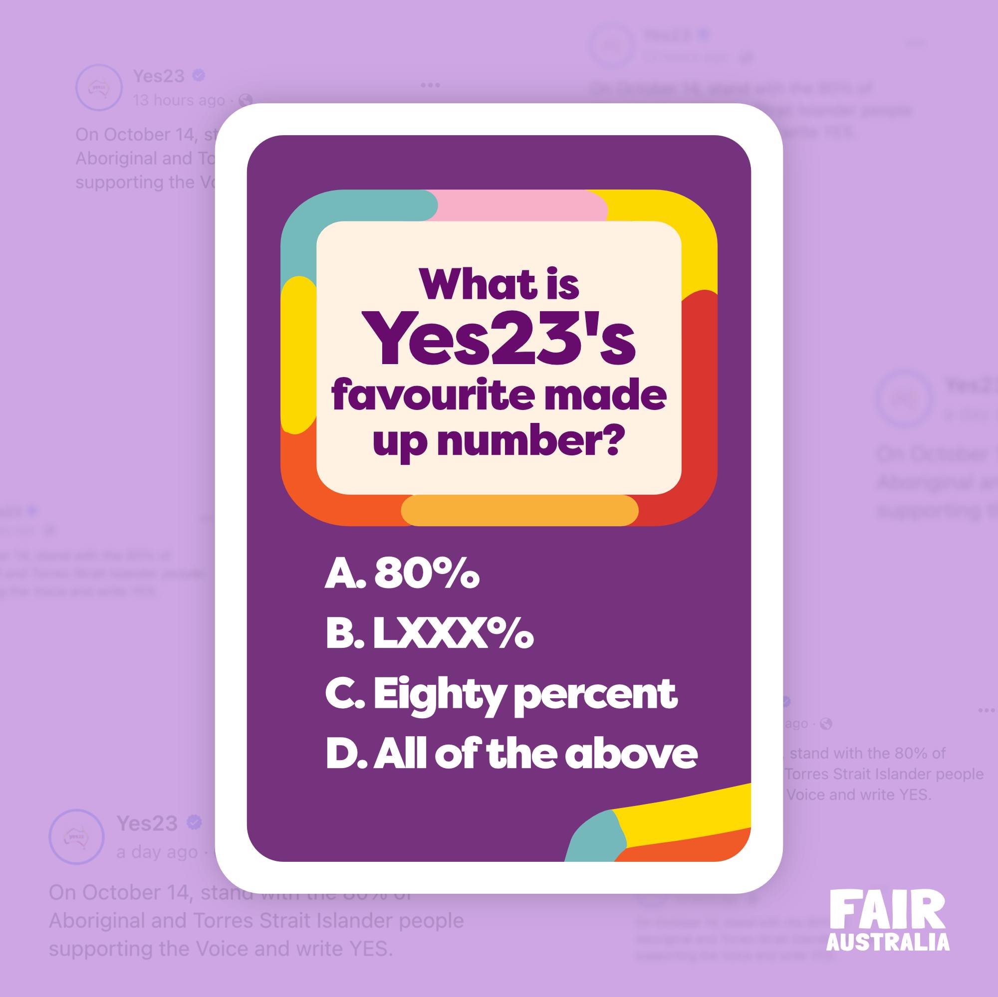 Fair Australia - What is Yes23's favourite made up number? 🤔