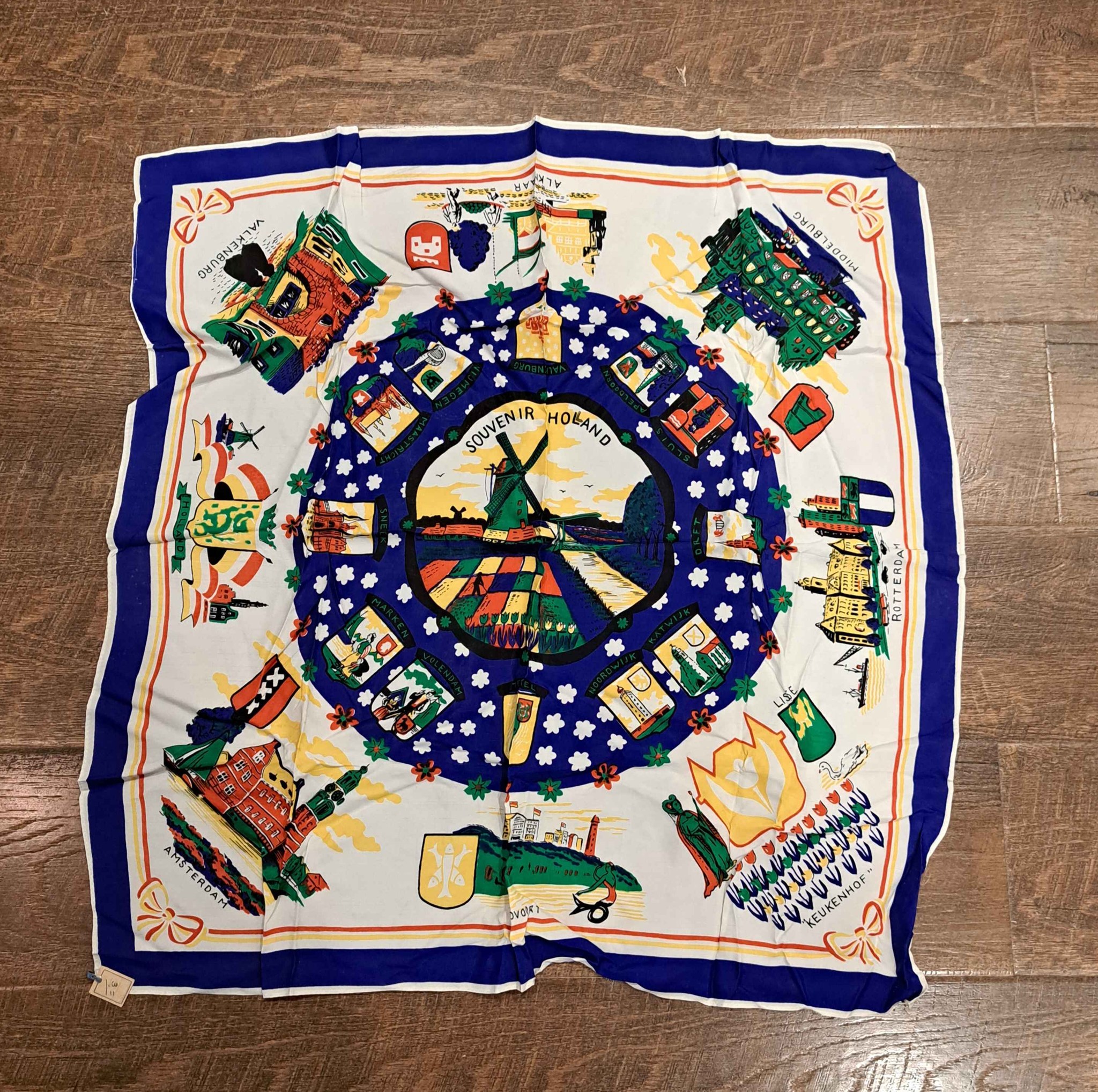 Vintage collectible souvenir scarf from the Netherlands, featuring