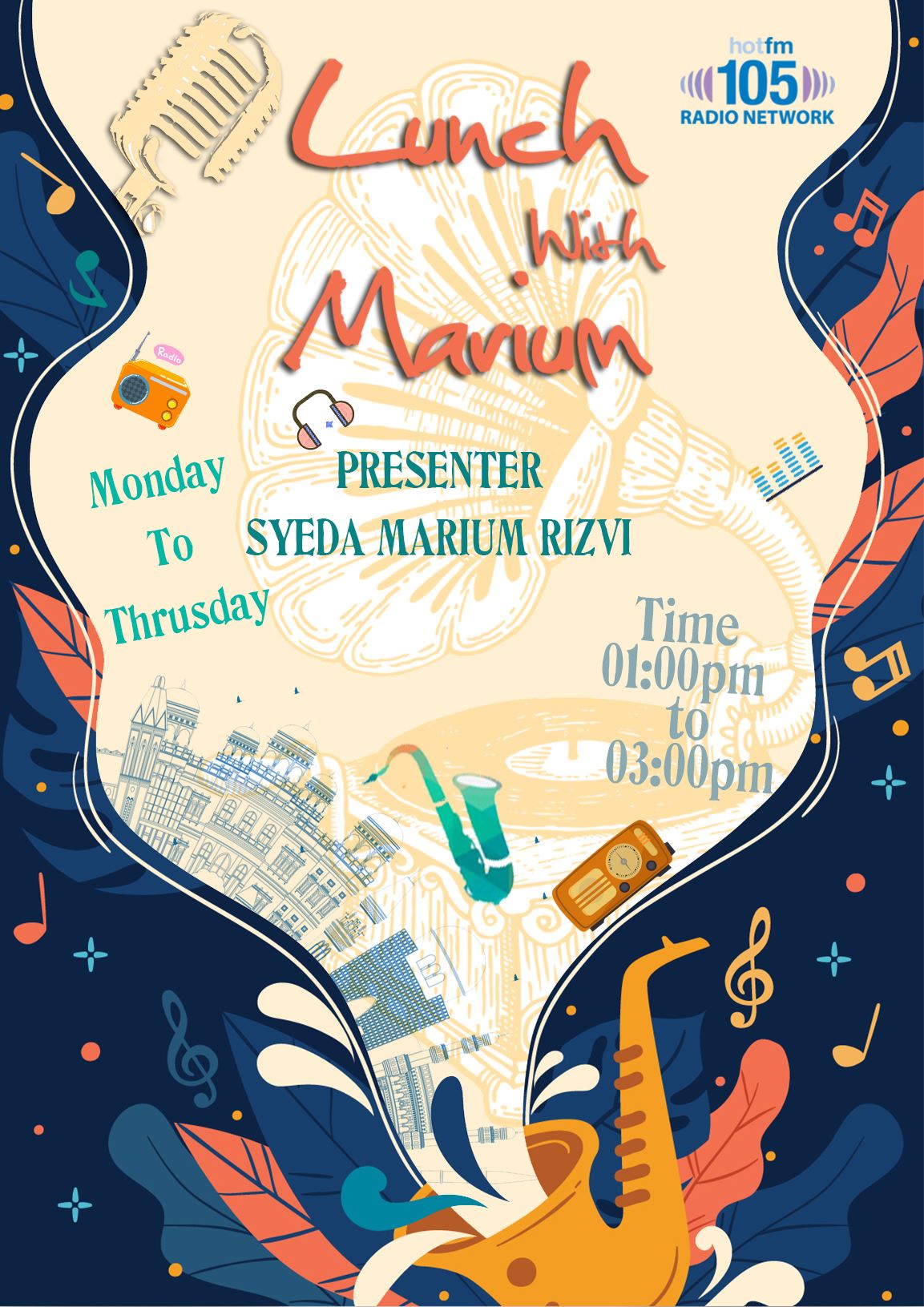 HOT FM 105 - Lunch With Marium 📟 With Rj Syeda Marium Rizvi 🎙 Monday To ...