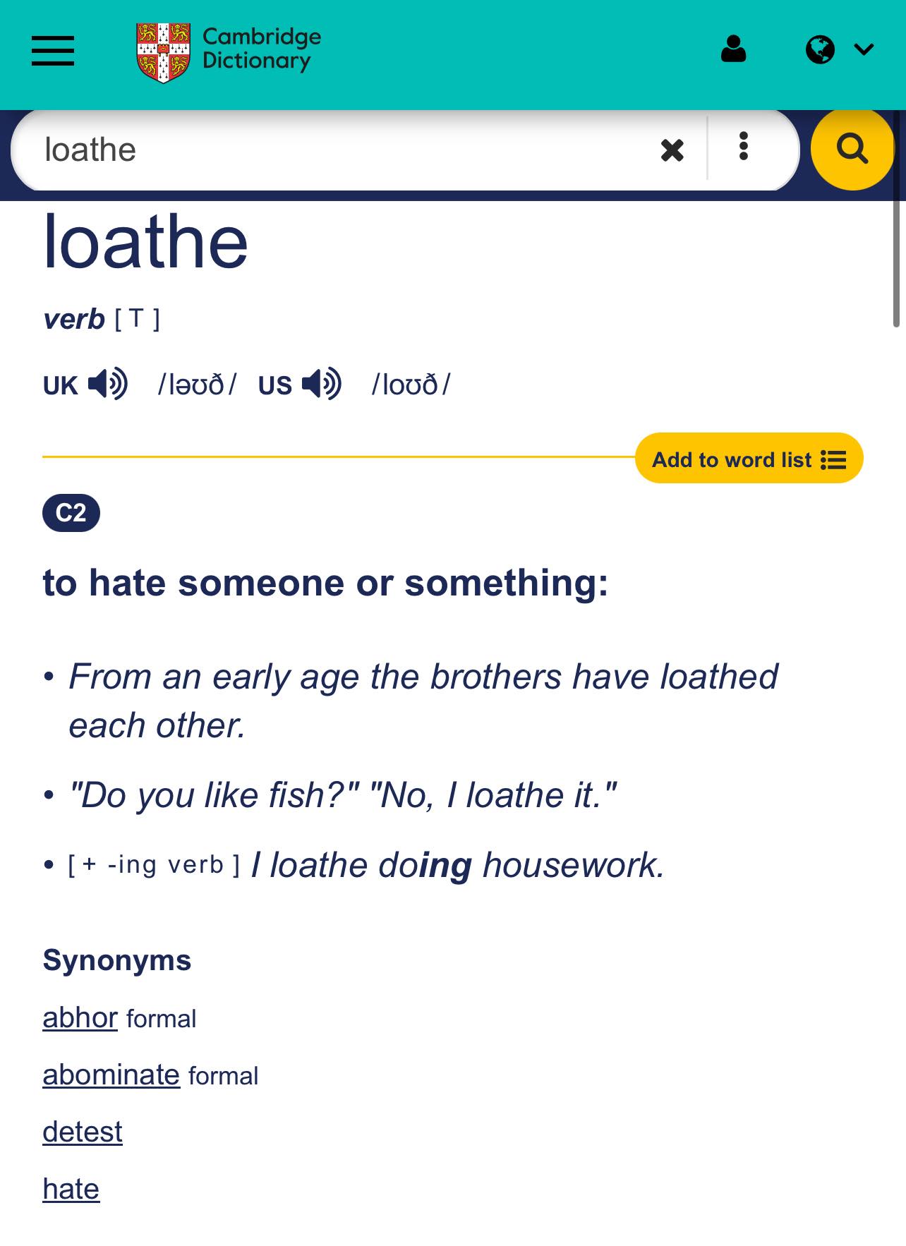 Hưng - Hate ( A2 - 4.0 IELTS ) : ghét Loathe ( C2 -8.5 IELTS ) : ghét ...