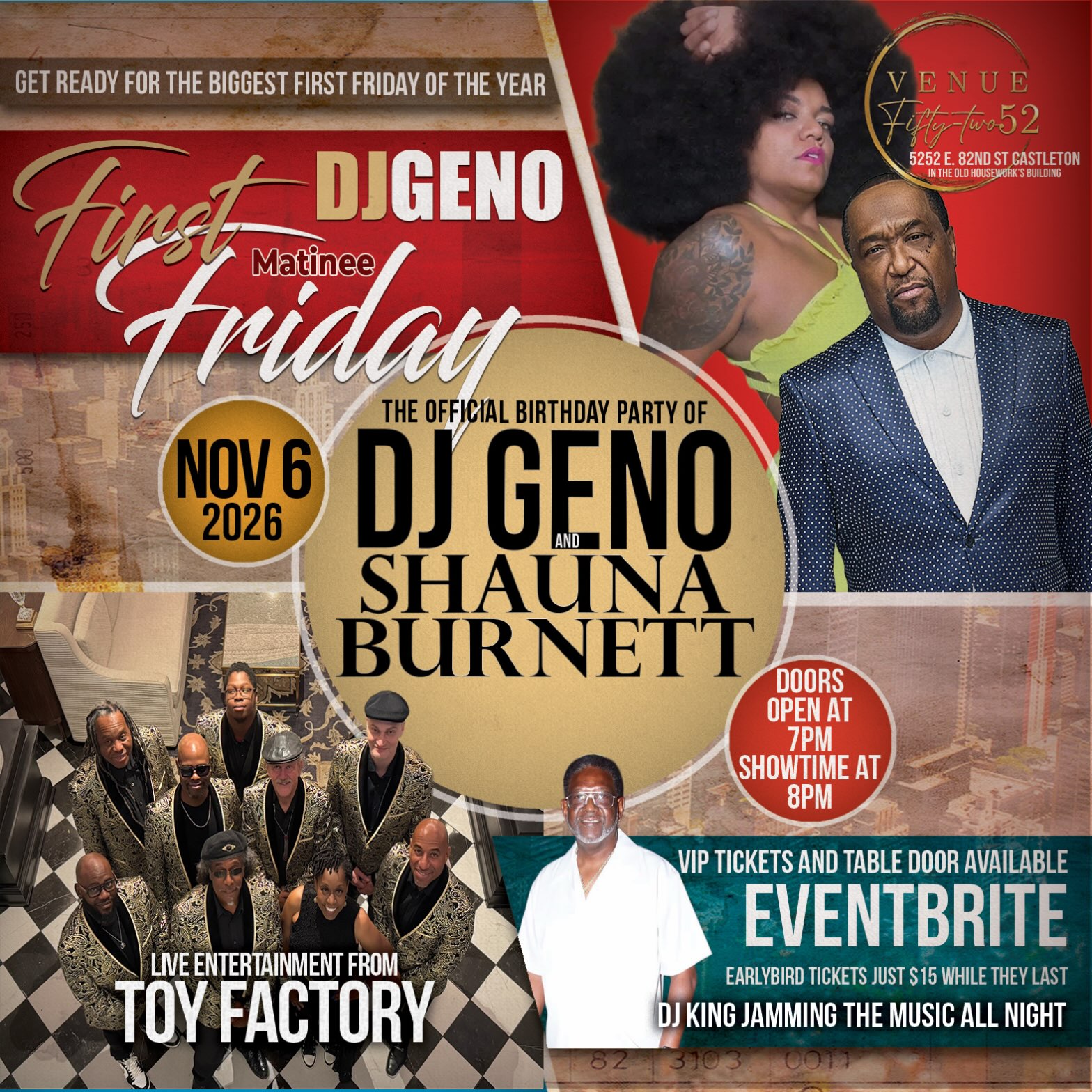 Dj Geno and Shauna Burnett birthday party Castleton Nov 6 2026