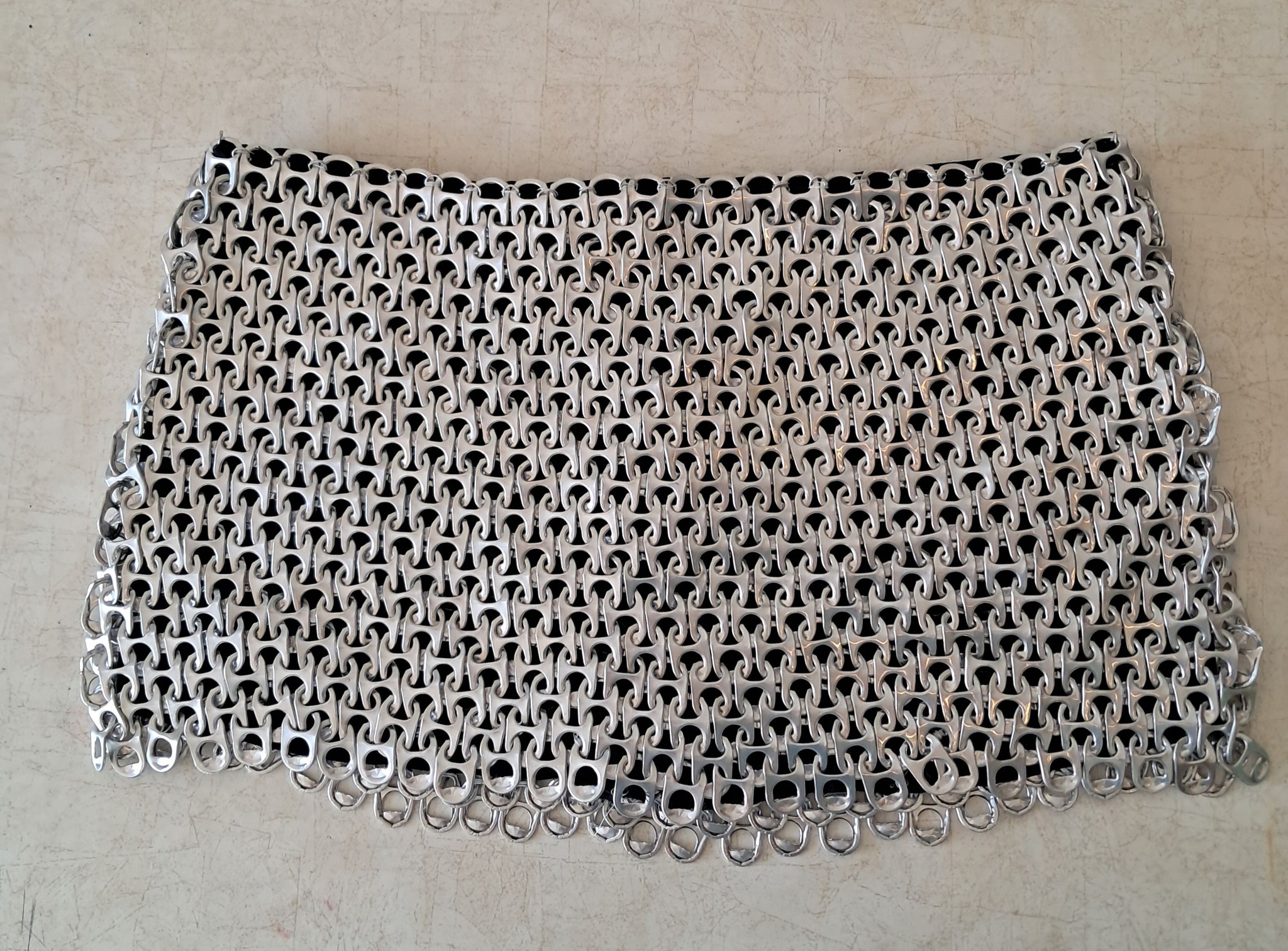 Mixed media skirt made from aluminum soda tabs