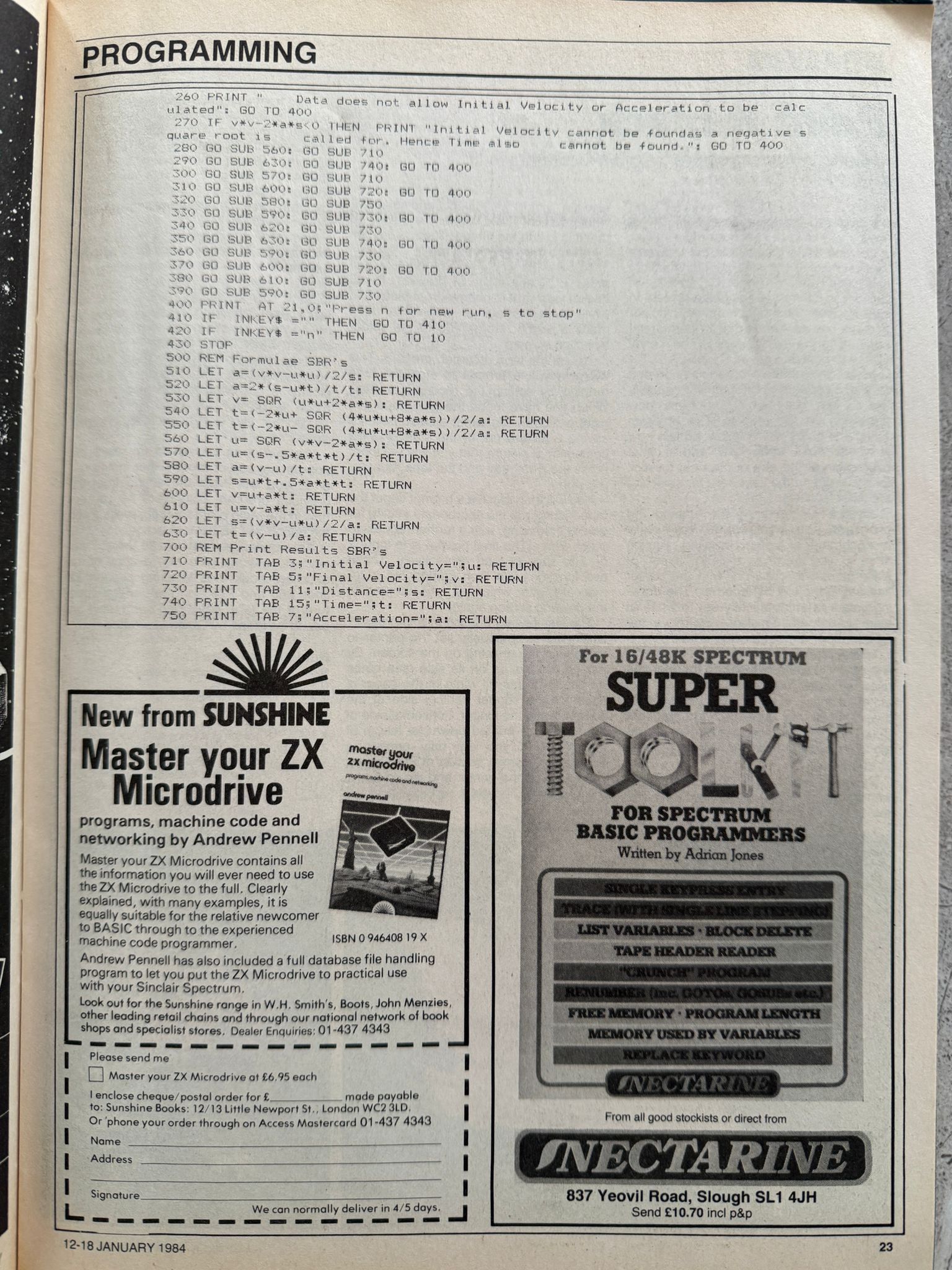 ZX81 basic programming code example