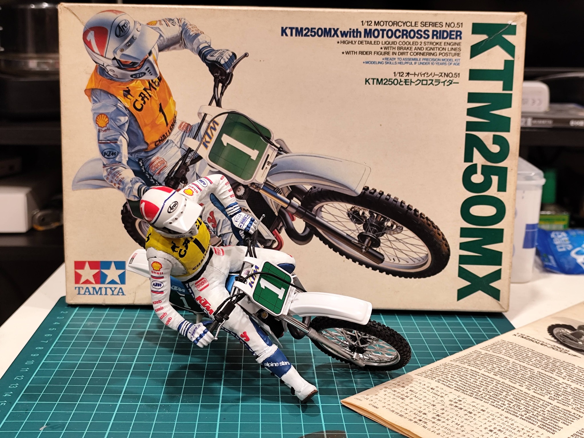 Tamiya 1/12 KTM 250MX 依然是80年代老模，1986年發售。 題材非常冷門
