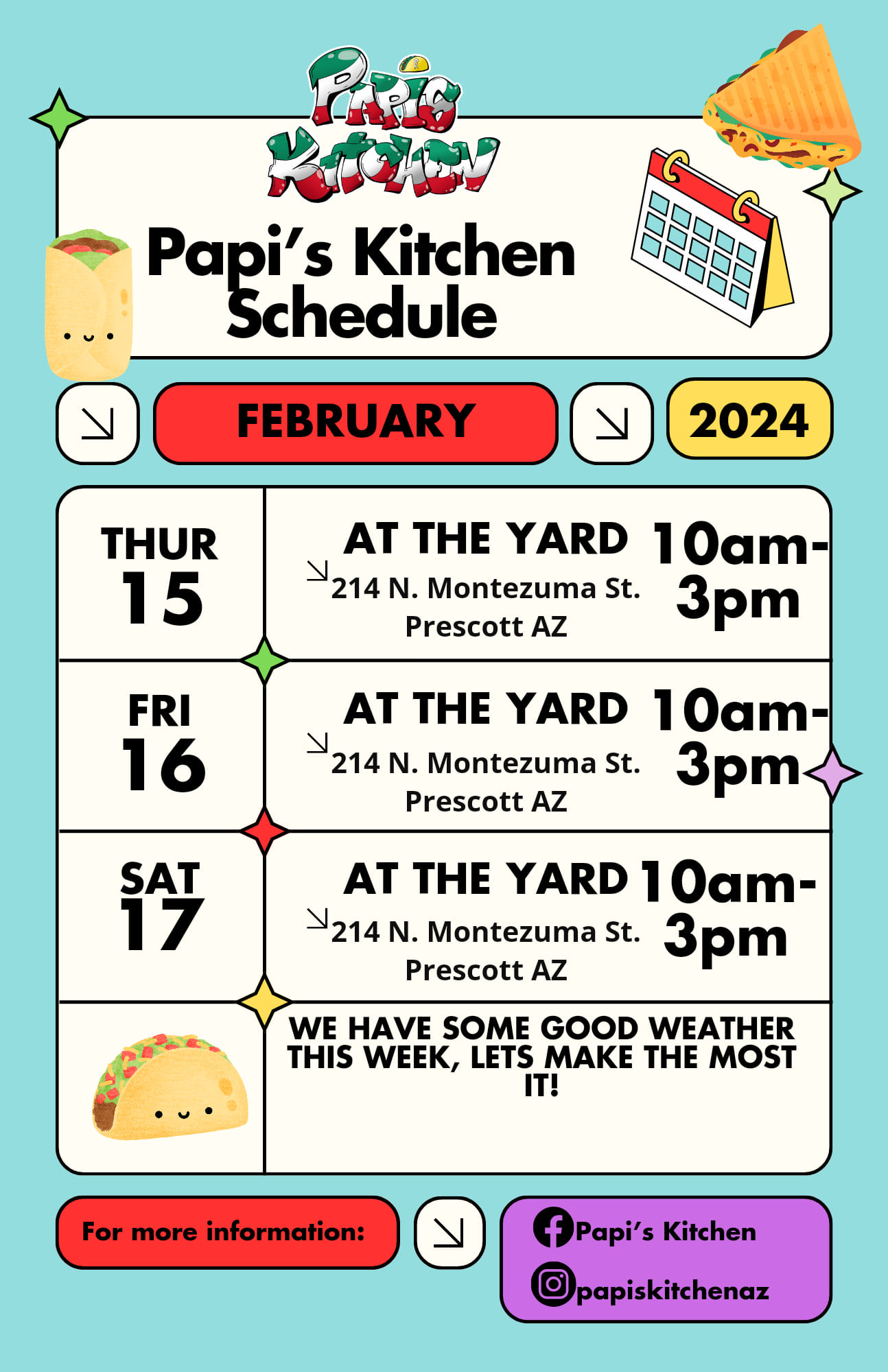 Papi's Kitchen - We're back this week ! Catch us with our... | Facebook