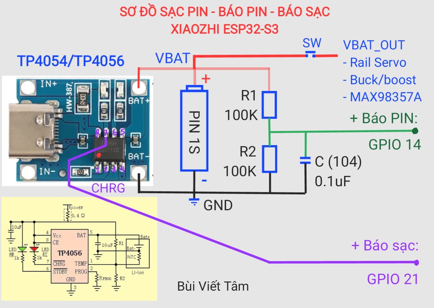 Xiaozhi VN 🇻🇳 | Gửi ae sở đồ Sạc pin, báo dung lượng pin, báo sạc pin ...