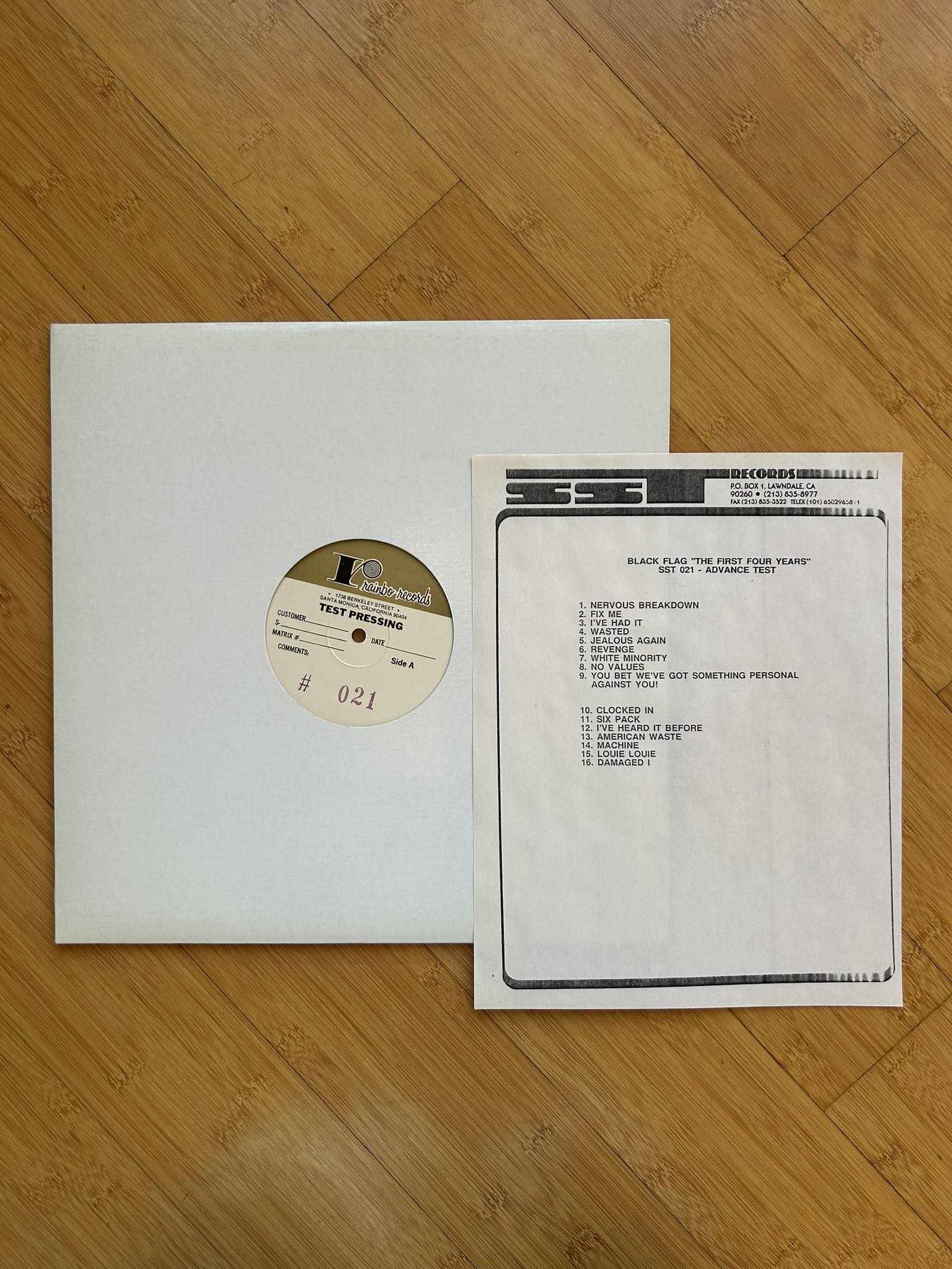 What is the value of Black Flag's The First Four Years test pressing?