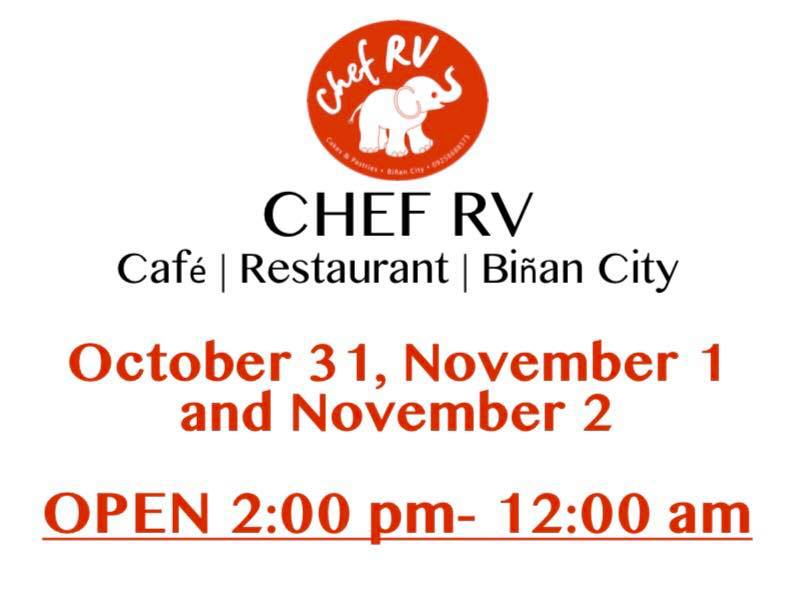 Chef RV Manabat - Our schedule this week. October 29,...